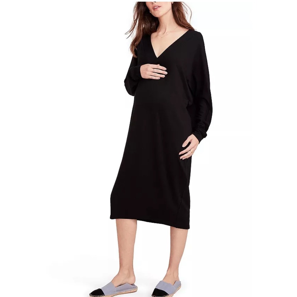 HATCH The Visitor Dress Black Tencel V Neck Maternity Nursing One Size